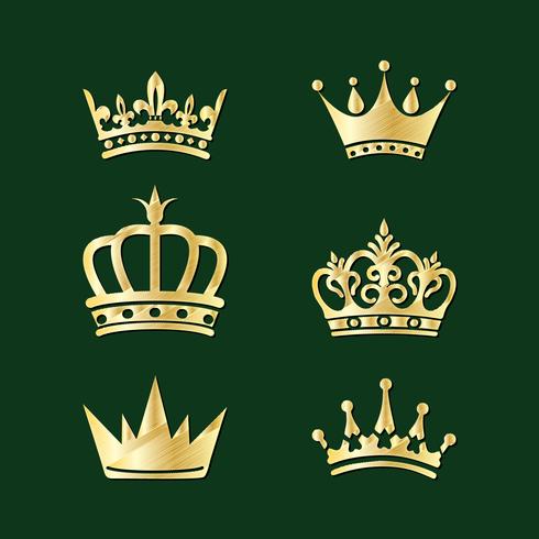Set of crowns. Vector elements of embroidery.