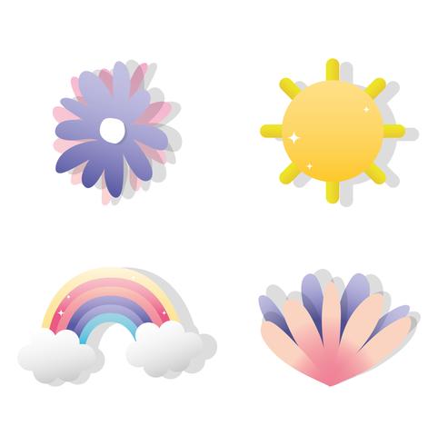 Set of paper art icons vector