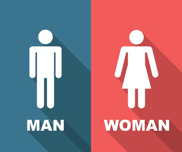 man and woman long shadow flat vector