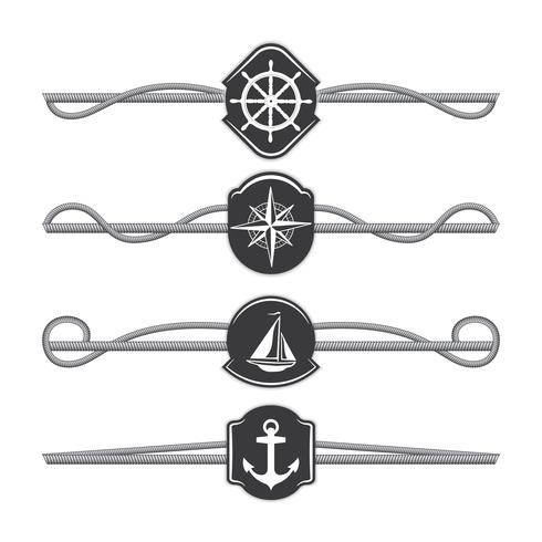 Marine ropes vector dividers and borders. Rope divider, marine rope line, rope dividers illustration