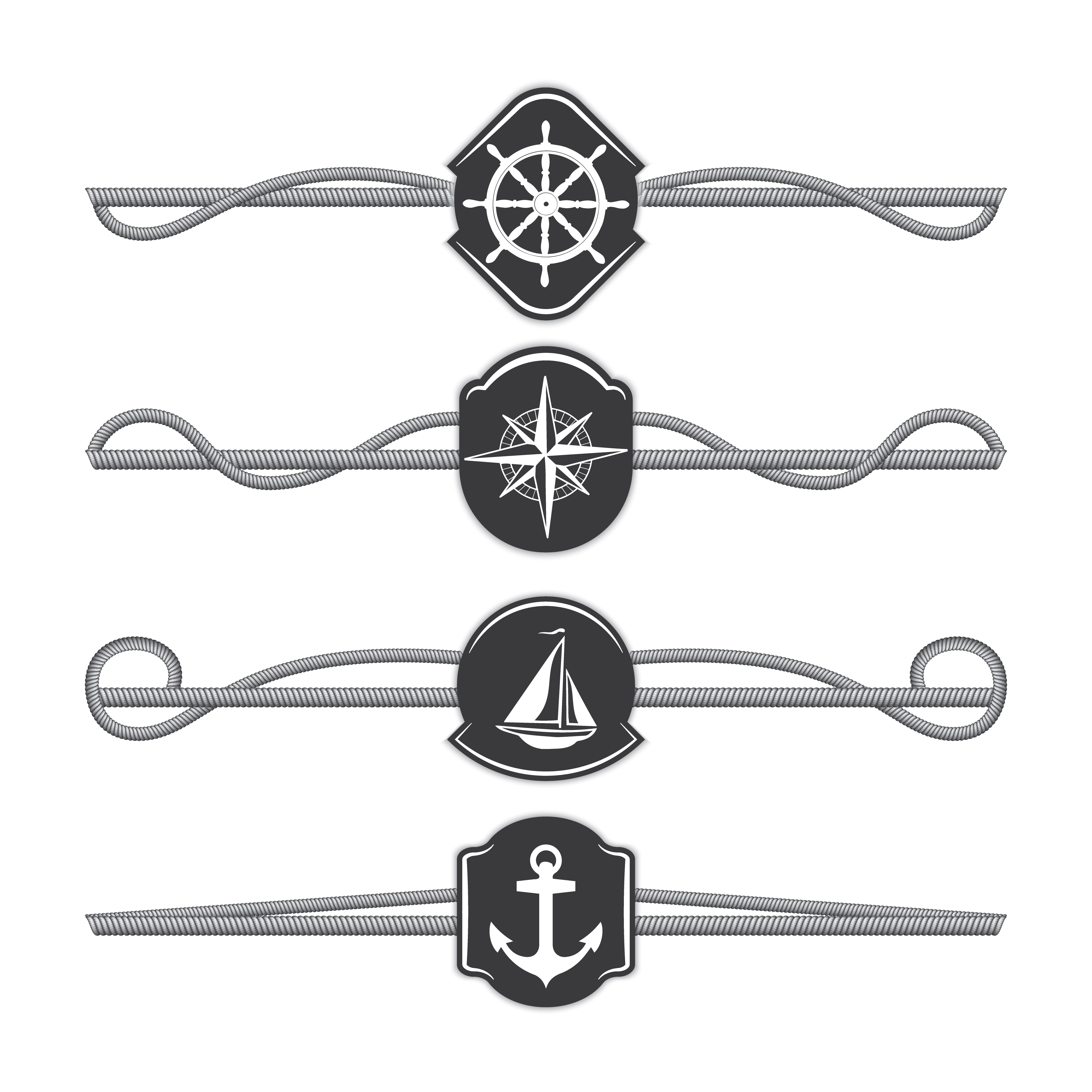 Marine ropes vector dividers and borders. Rope divider, marine rope