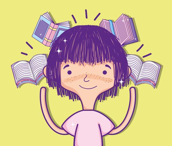 Cute girl with books vector