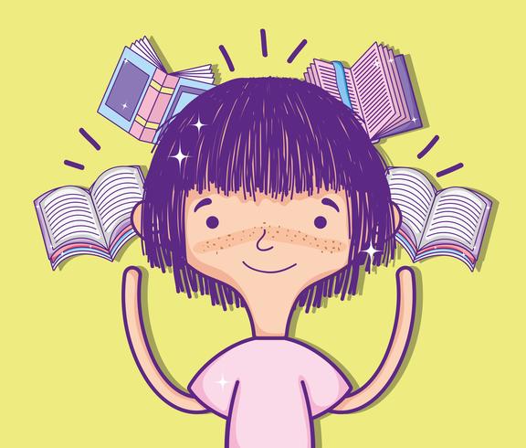 Linda chica con libros vector