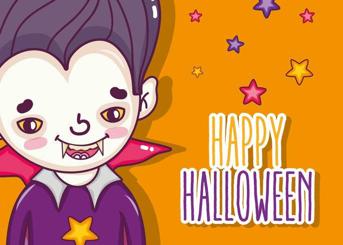 Feliz tarjeta de dibujos animados de halloween vector