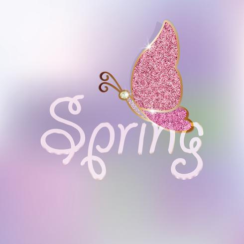 Beautiful glitter butterfly. It can be used for spring cards, background, design. vector