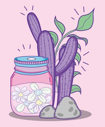 Garden mason jar cartoon vector