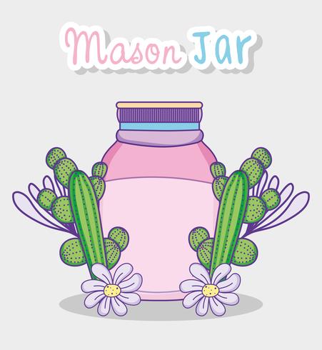 Garden mason jar cartoon vector