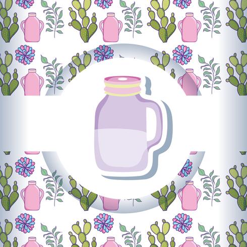 Mason jar with pattern background vector