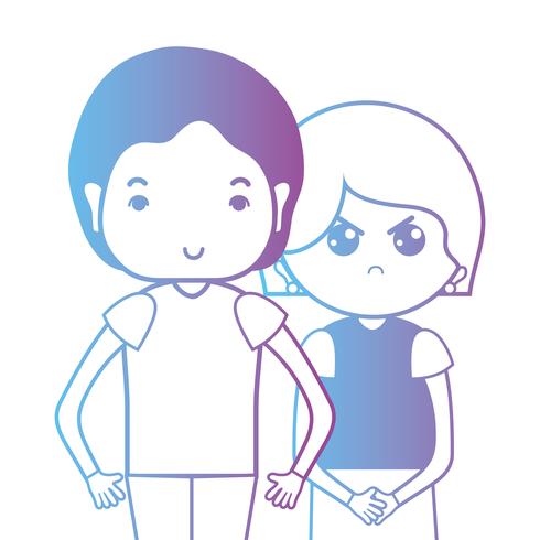 Línea pareja juntos con diseño de peinado. vector