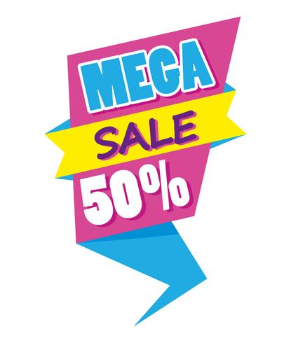 Mega sale discounts poster memphis style vector