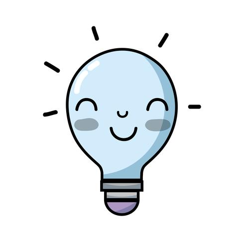 kawaii cute happy bulb idea vector