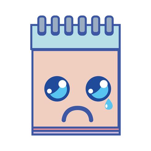 kawaii cute crying notebook tool vector