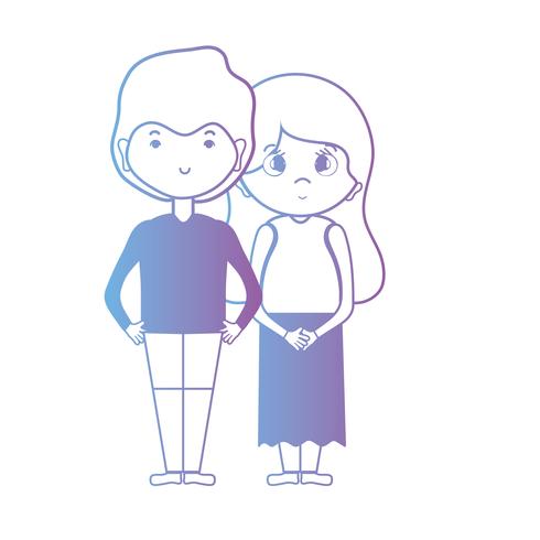 line nice couple together with hairstyle design vector