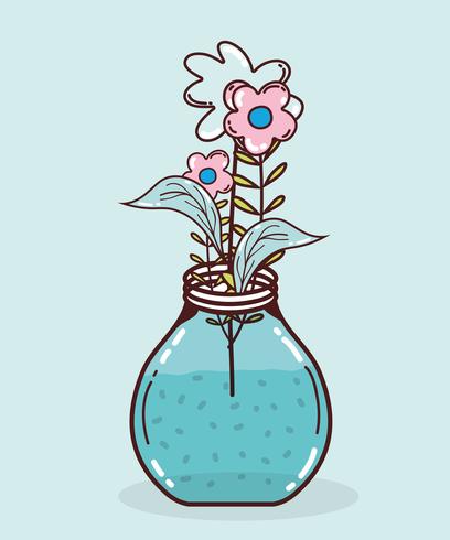 Bouquet flowers in mason jar vector