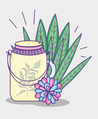 Garden mason jar cartoon vector