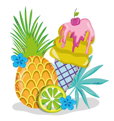 Deliciosos dibujos animados de helados de verano. vector