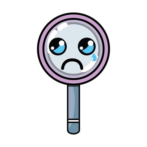 kawaii cute crying magnifying glass vector