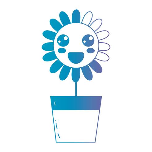 line kawaii cute happy flower vector