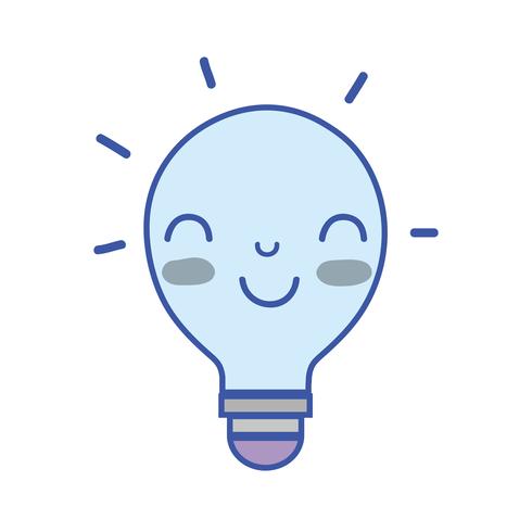 kawaii cute happy bulb idea vector