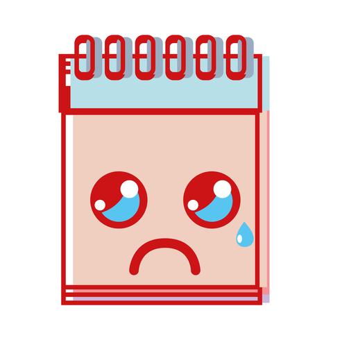 kawaii cute crying notebook tool vector