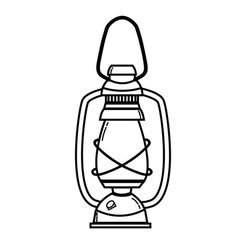 line old lamp hand retro style vector