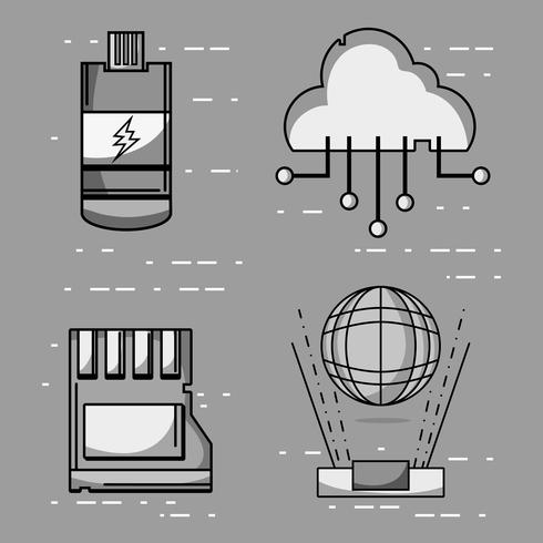 set technology patches data information vector