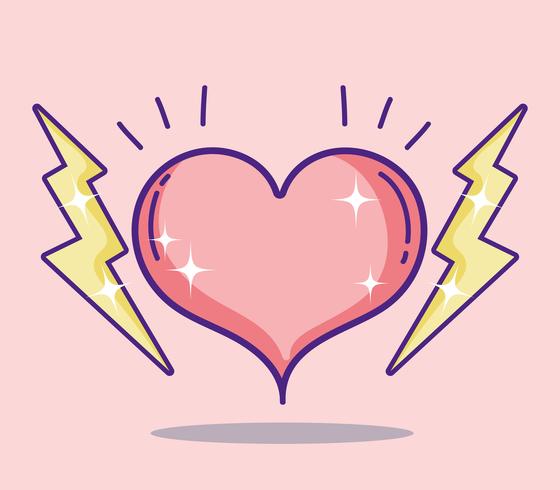 Heart and rays vector