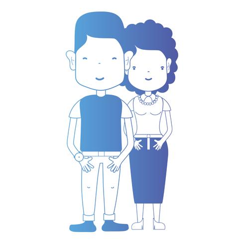line couple together with hairstyle and clothes vector