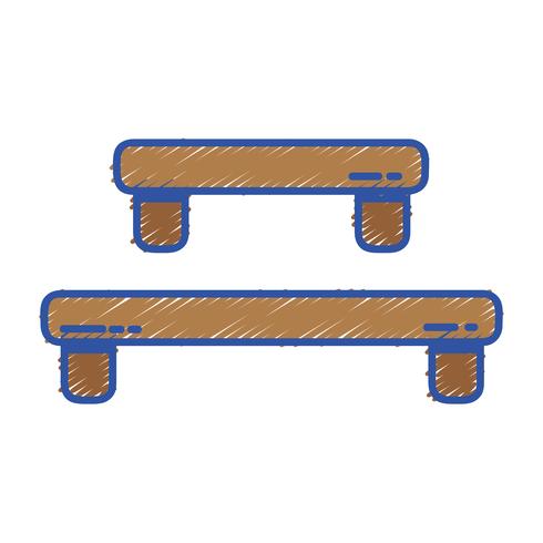 doodle wood shelf table design vector