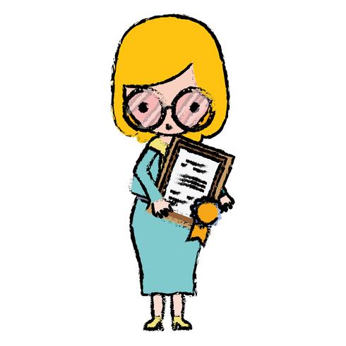 teacher with glasses and diploma certificate vector