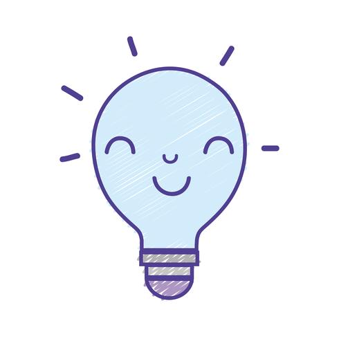 kawaii cute happy bulb idea vector