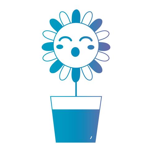 line kawaii cute happy flower vector