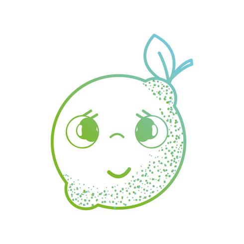 línea kawaii lindo feliz limón vector