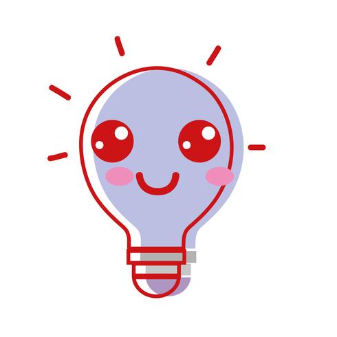 idea feliz bombilla kawaii vector