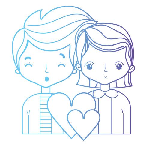 line beauty couple together with hairstyle design vector