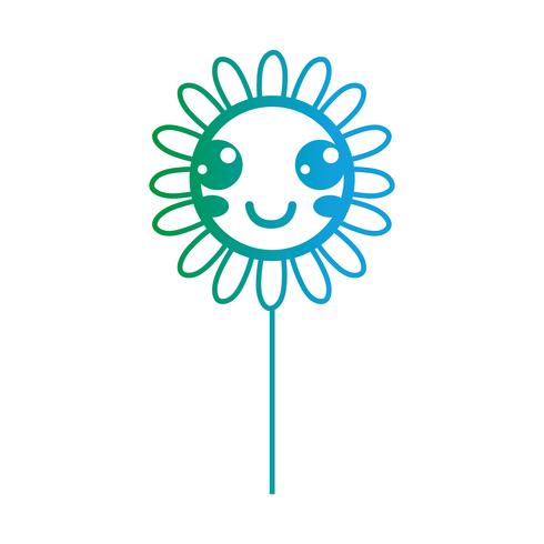 line kawaii cute happy flower vector