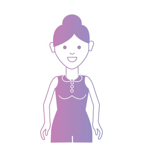 Línea mujer con peinado y diseño de ropa. vector