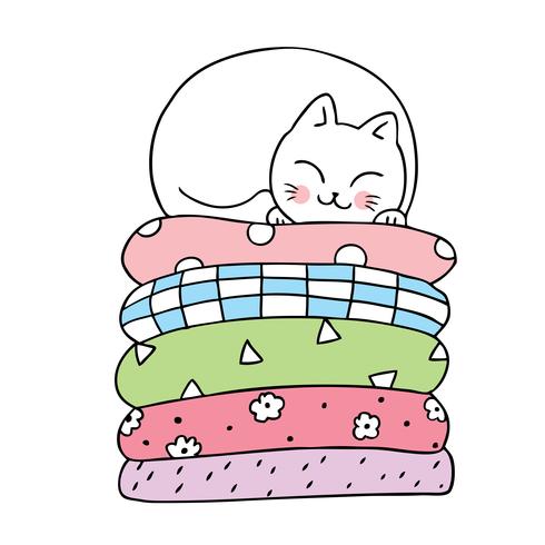 Cartoon cute cat sleeping vector. vector