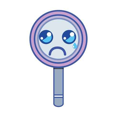 kawaii cute crying magnifying glass vector
