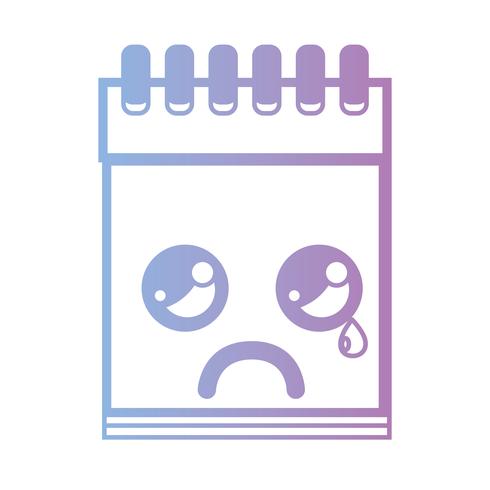 line kawaii cute crying notebook tool vector