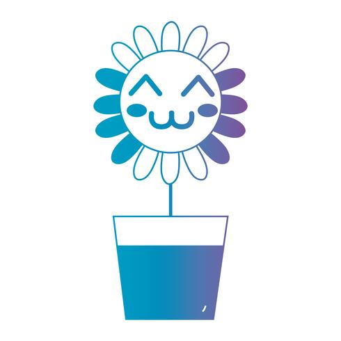 line kawaii cute happy flower vector