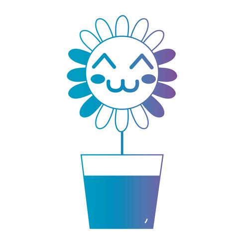 line kawaii cute happy flower vector