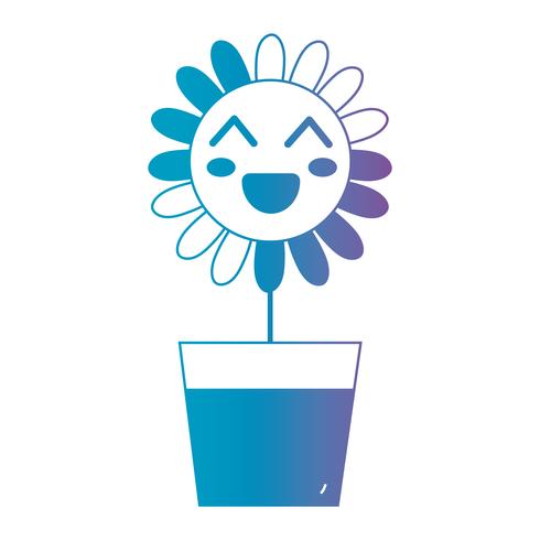 line kawaii cute happy flower vector