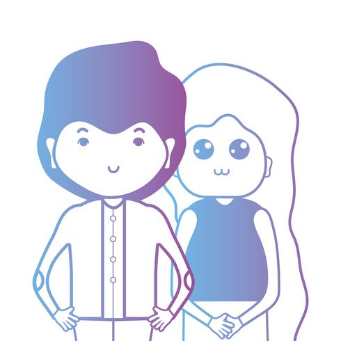 Línea pareja juntos con diseño de peinado. vector