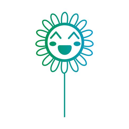 line kawaii cute happy flower vector