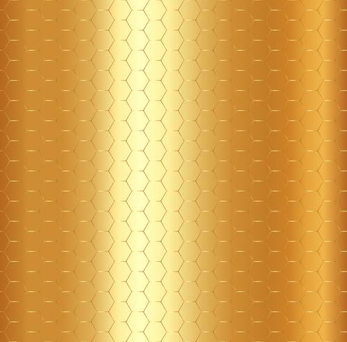 Abstract golden hexagon pattern on gold metalic background. vector