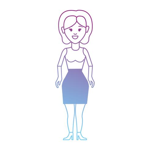 line woman with hairstyle and clothes design vector