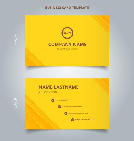 Creative business card and name card template technology striped overlapping diagonal lines pattern yellow color tone background. vector