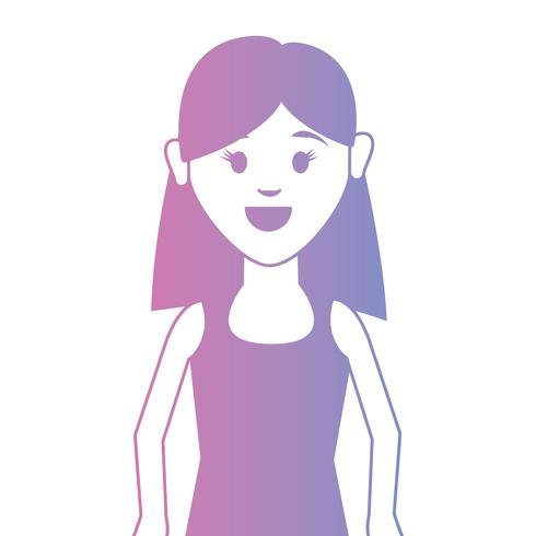 Línea de mujer con peinado y blusa de diseño. vector