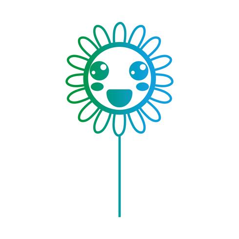 line kawaii cute happy flower vector